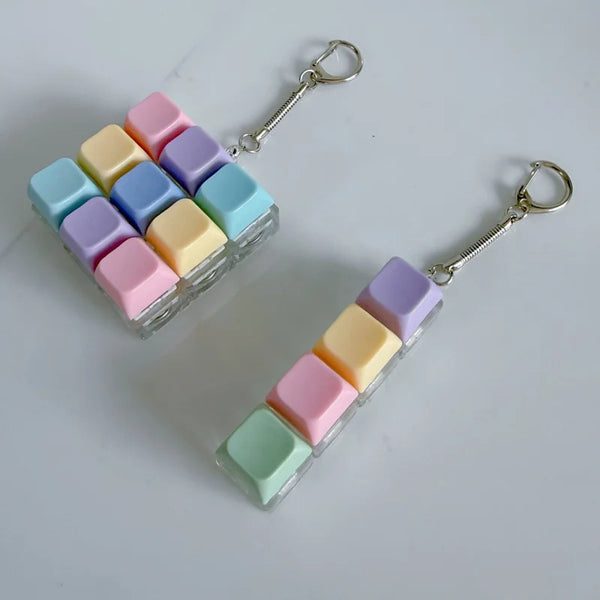 Decompression Keyboard Key Fidget Keychain Finger Pinch Toy