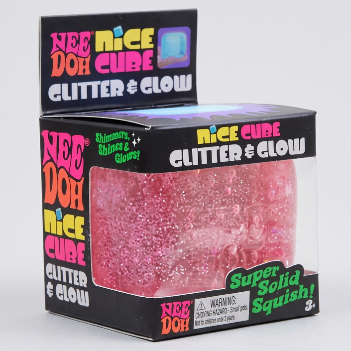 Schylling Nee-Doh Glitter and Glow Nice Cube: Pink Cube