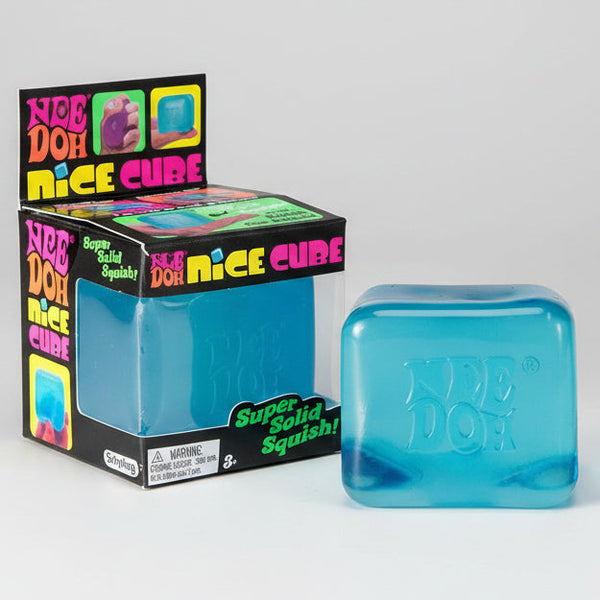 IN STOCK NOW: Schylling Nee-Doh Nice Cube Super Solid Squish: Blue Cube